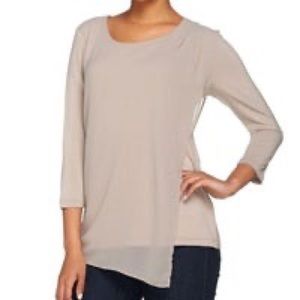 NWOT Halston H Overlay Asymmetrical Tunic Top - L